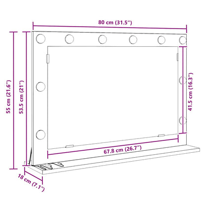 Sminkespeil Sonoma eik Konstruert tre, Glass 80 x 55 x 18 cm