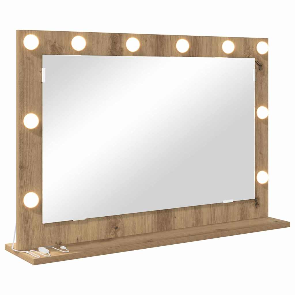 Sminkespeil Kunstnerisk Eik, Hvit Tre, Metall, Glass Medium Speil