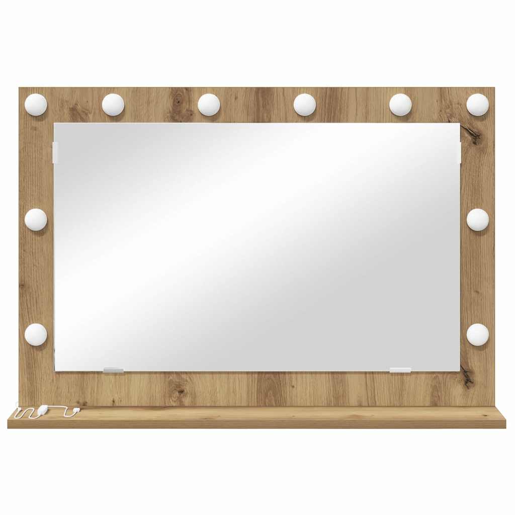 Sminkespeil Kunstnerisk Eik, Hvit Tre, Metall, Glass Medium Speil
