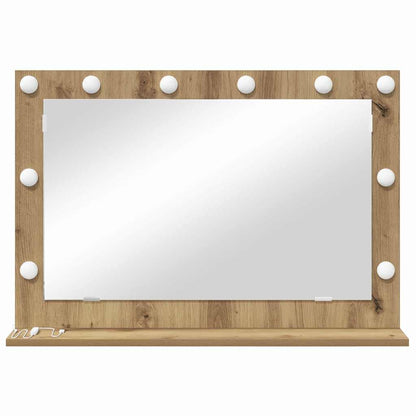 Sminkespeil Kunstnerisk Eik, Hvit Tre, Metall, Glass Medium Speil