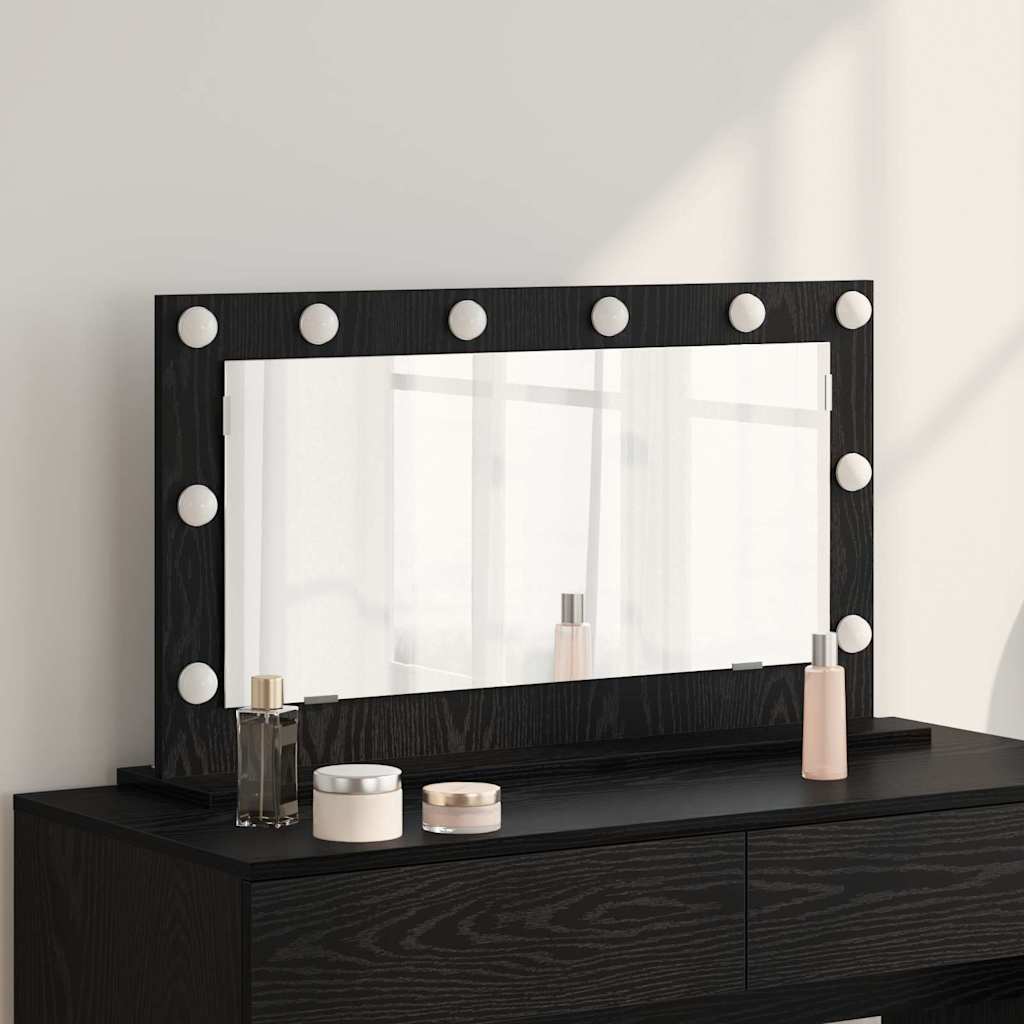 Sminkespeil Svart Eik LED 80x45x18 cm