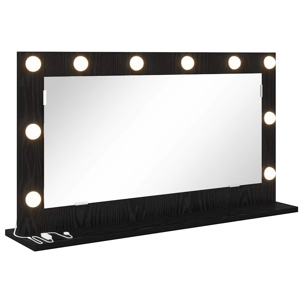 Sminkespeil Svart Eik LED 80x45x18 cm