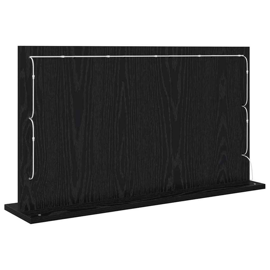 Sminkespeil Svart Eik LED 80x45x18 cm