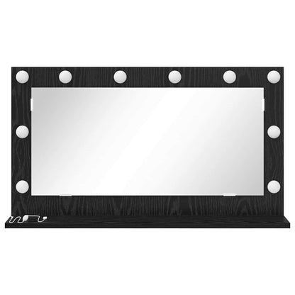 Sminkespeil Svart Eik LED 80x45x18 cm
