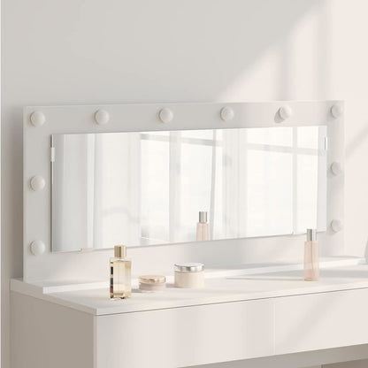 Sminkespeil med LED-lys Hvit 100x45x18 cm