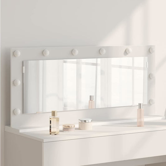 Sminkespeil med LED-lys Hvit 100x45x18 cm