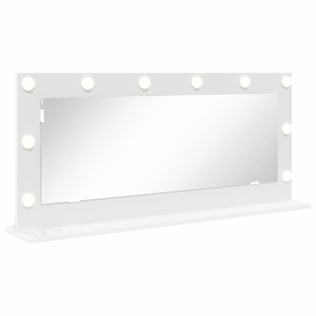 Sminkespeil med LED-lys Hvit 100x45x18 cm