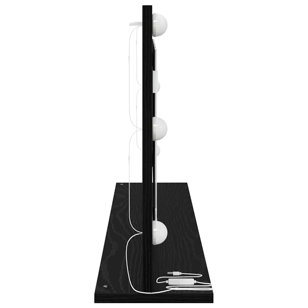 Sminkespeil med LED-lamper Svart Eik 100x45x18 cm