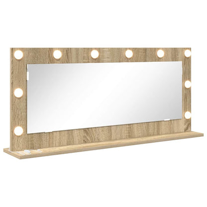 Sminkespeil med LED-belysning Sonoma Eik 100x45x18 cm