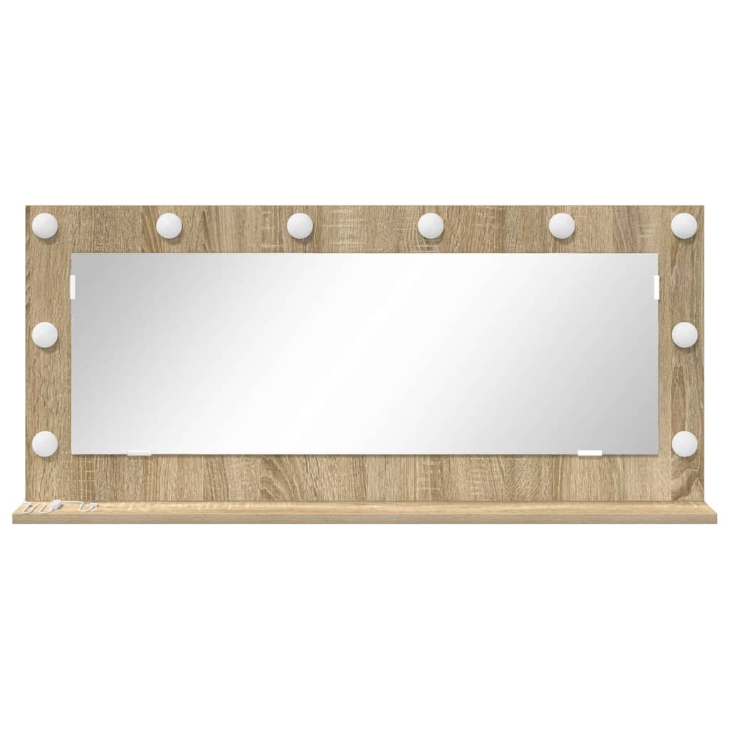 Sminkespeil med LED-belysning Sonoma Eik 100x45x18 cm