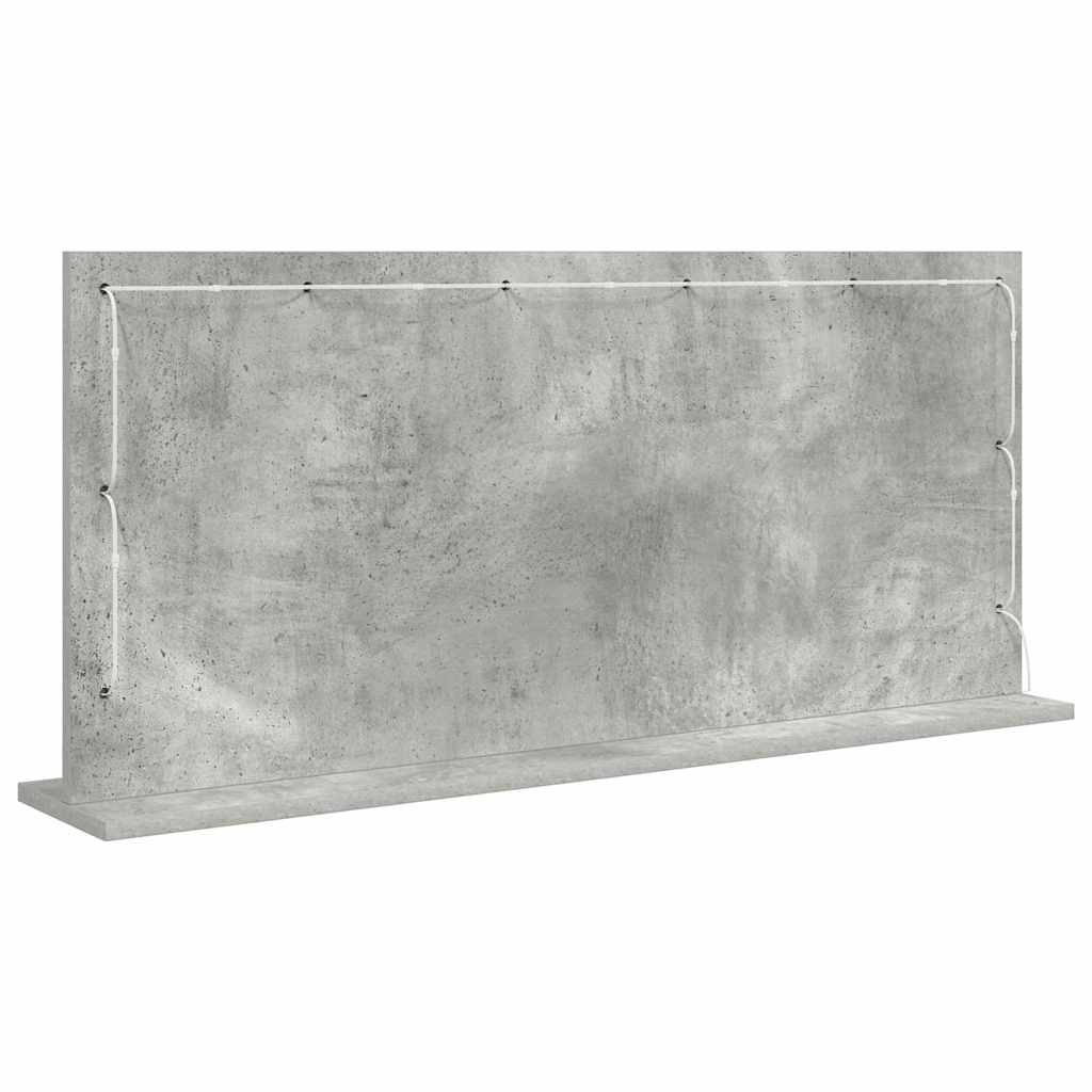 Sminkespeil med LED-lys Betonggrå 100x45x18 cm