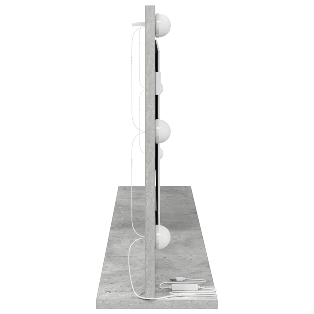 Sminkespeil med LED-lys Betonggrå 100x45x18 cm