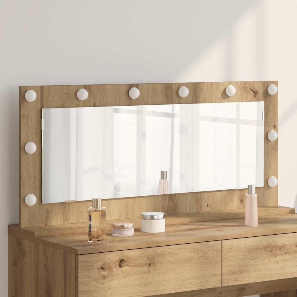 Sminkespeil med LED-lys Artisan Eik 100x45x18 cm