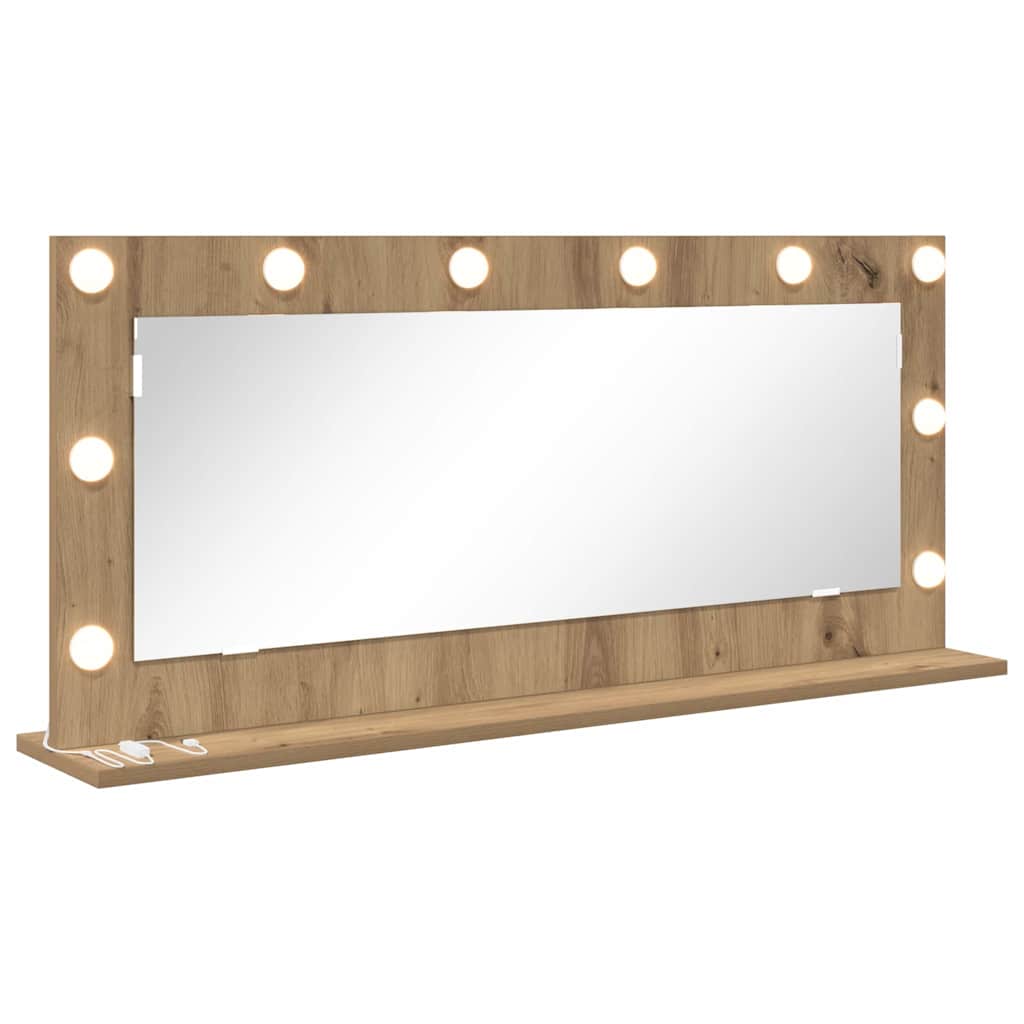 Sminkespeil med LED-lys Artisan Eik 100x45x18 cm