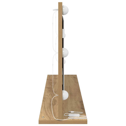 Sminkespeil med LED-lys Artisan Eik 100x45x18 cm