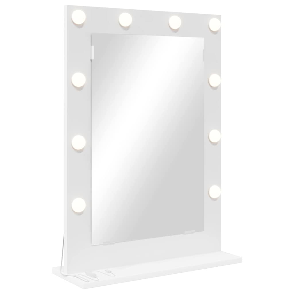 Sminkespeil med LED-lamper Hvit 70x50x18 cm