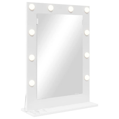 Sminkespeil med LED-lamper Hvit 70x50x18 cm
