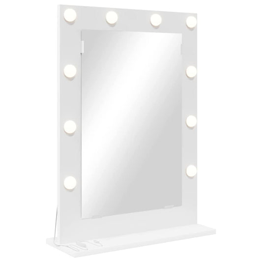 Sminkespeil med LED-lamper Hvit 70x50x18 cm