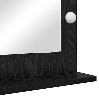 Sminkespeil med LED-lys Svart Eik 70x50x18 cm