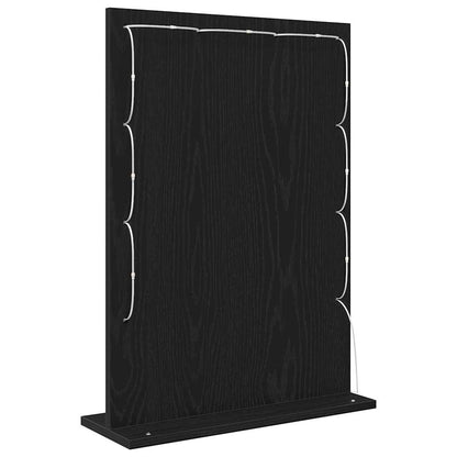 Sminkespeil med LED-lys Svart Eik 70x50x18 cm