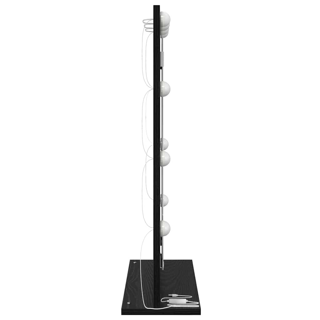 Sminkespeil med LED-lys Svart Eik 70x50x18 cm