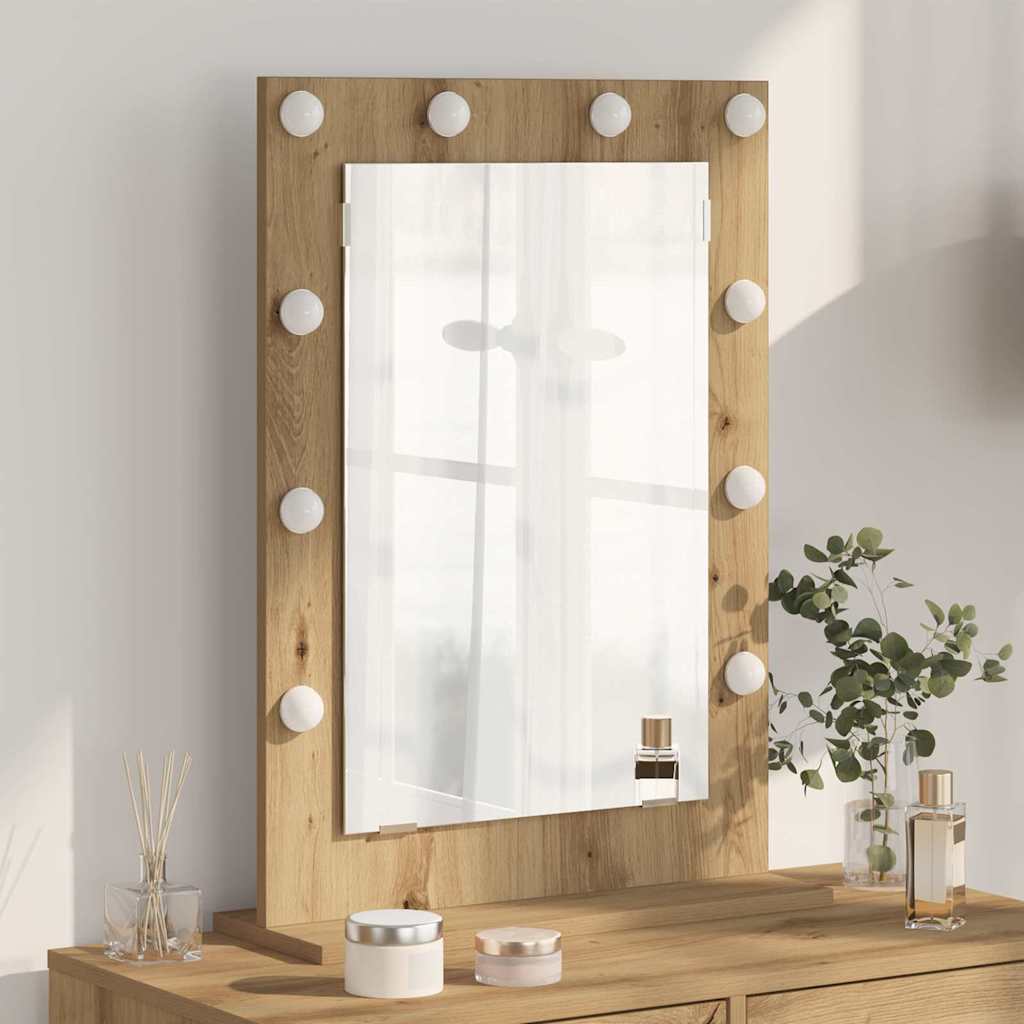 Sminkespeil Artisanal eik Tre 70 x 50 x 18 cm Sminkespeil