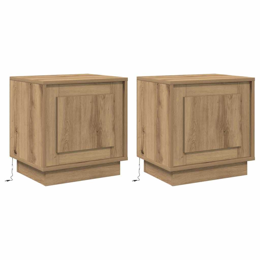 Nattbordskap 2 pcs Artisan Eik 44 x 34,5 x 45 cm Konstruert tre