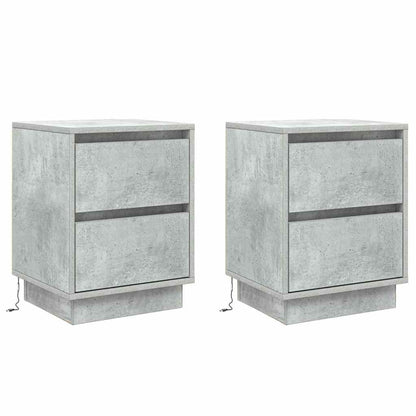 Nattbordskap 2 pcs Betonggrå 39 x 34,5 x 50 cm Konstruert tre