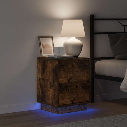 Nattbordskap 2 pcs Røkt eik 39 x 34,5 x 50 cm Konstruert tre