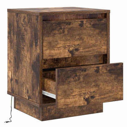 Nattbordskap 2 pcs Røkt eik 39 x 34,5 x 50 cm Konstruert tre