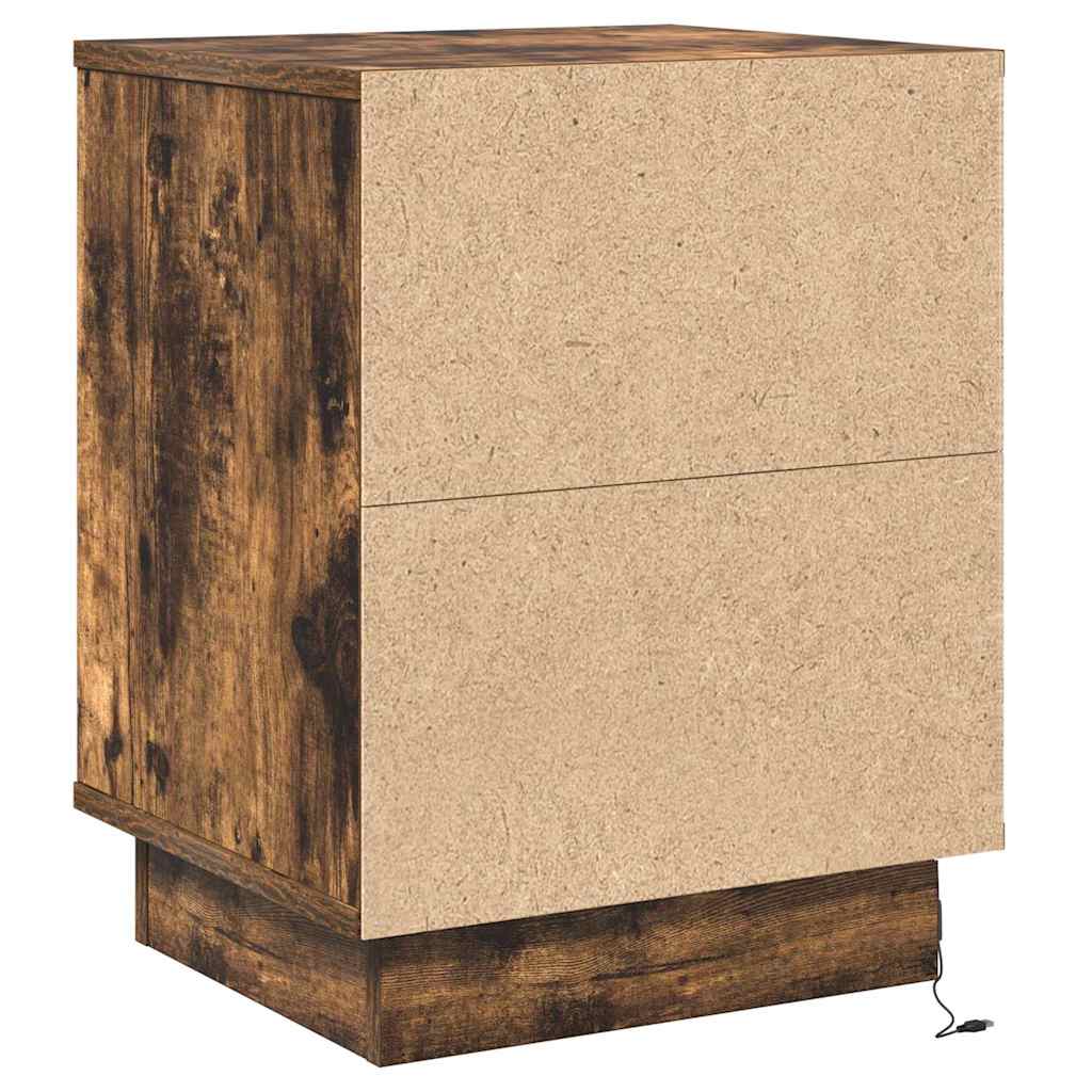 Nattbordskap 2 pcs Røkt eik 39 x 34,5 x 50 cm Konstruert tre