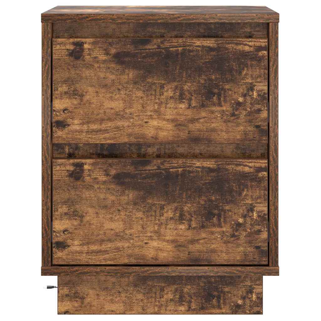 Nattbordskap 2 pcs Røkt eik 39 x 34,5 x 50 cm Konstruert tre