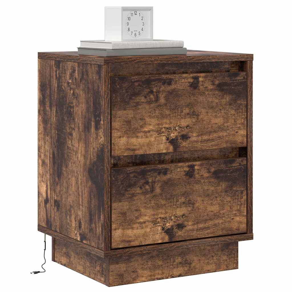 Nattbordskap 2 pcs Røkt eik 39 x 34,5 x 50 cm Konstruert tre
