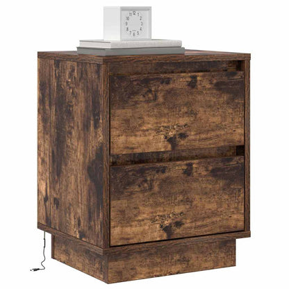 Nattbordskap 2 pcs Røkt eik 39 x 34,5 x 50 cm Konstruert tre