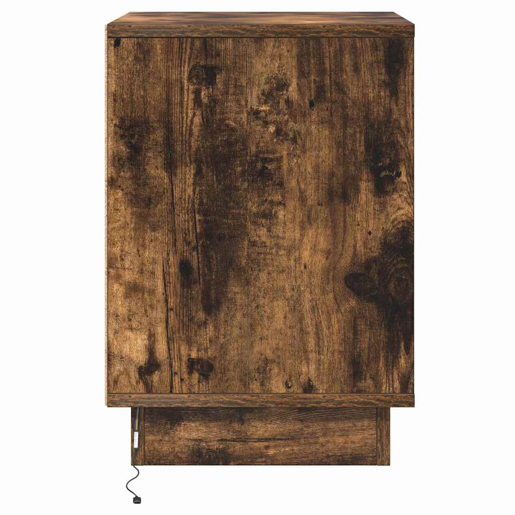 Nattbordskap 2 pcs Røkt eik 39 x 34,5 x 50 cm Konstruert tre