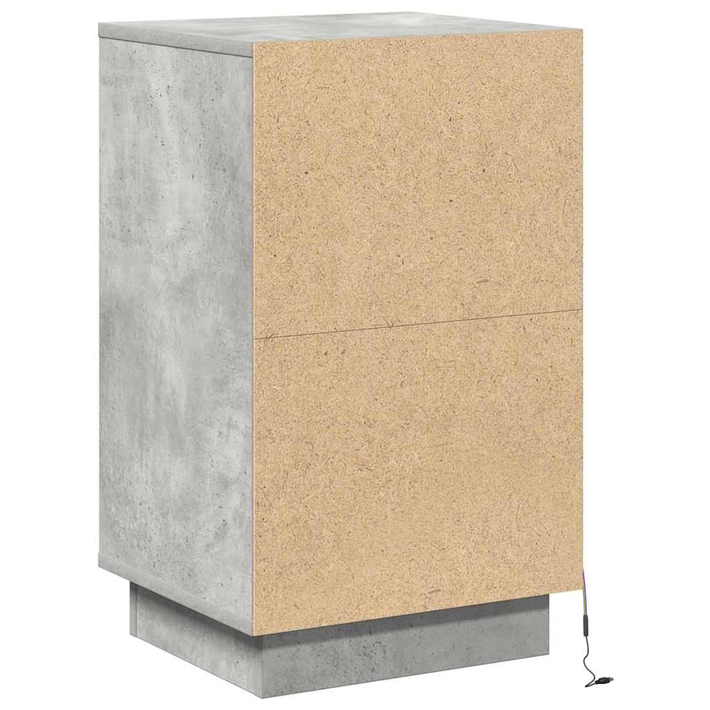 Nattbord Sengbord Betonggrå LED 39x34.5x65 cm