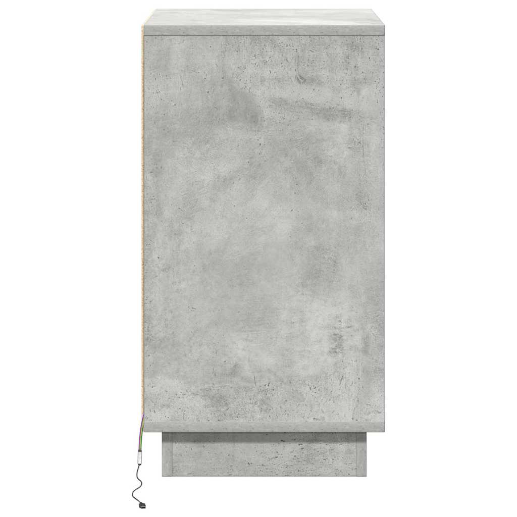 Nattbord Sengbord Betonggrå LED 39x34.5x65 cm