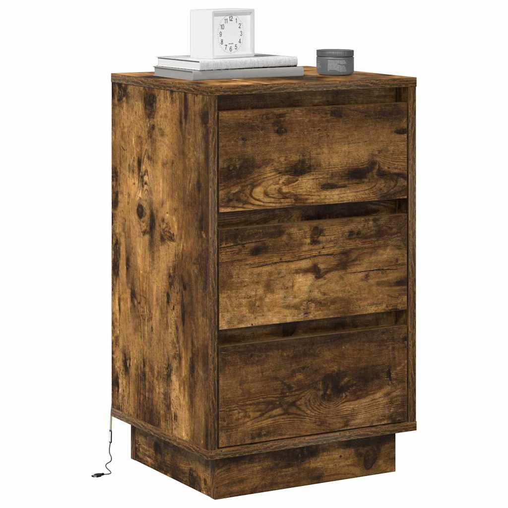 Nattbord Sengbord Røkt Eik LED 39x34.5x65 cm