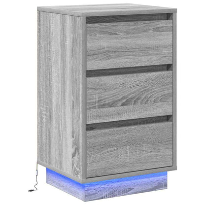 Nattbord Sengbord Sonoma Grå LED 39x34.5x65 cm