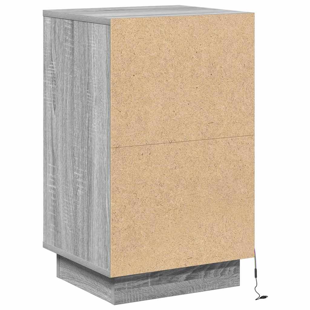 Nattbord Sengbord Sonoma Grå LED 39x34.5x65 cm