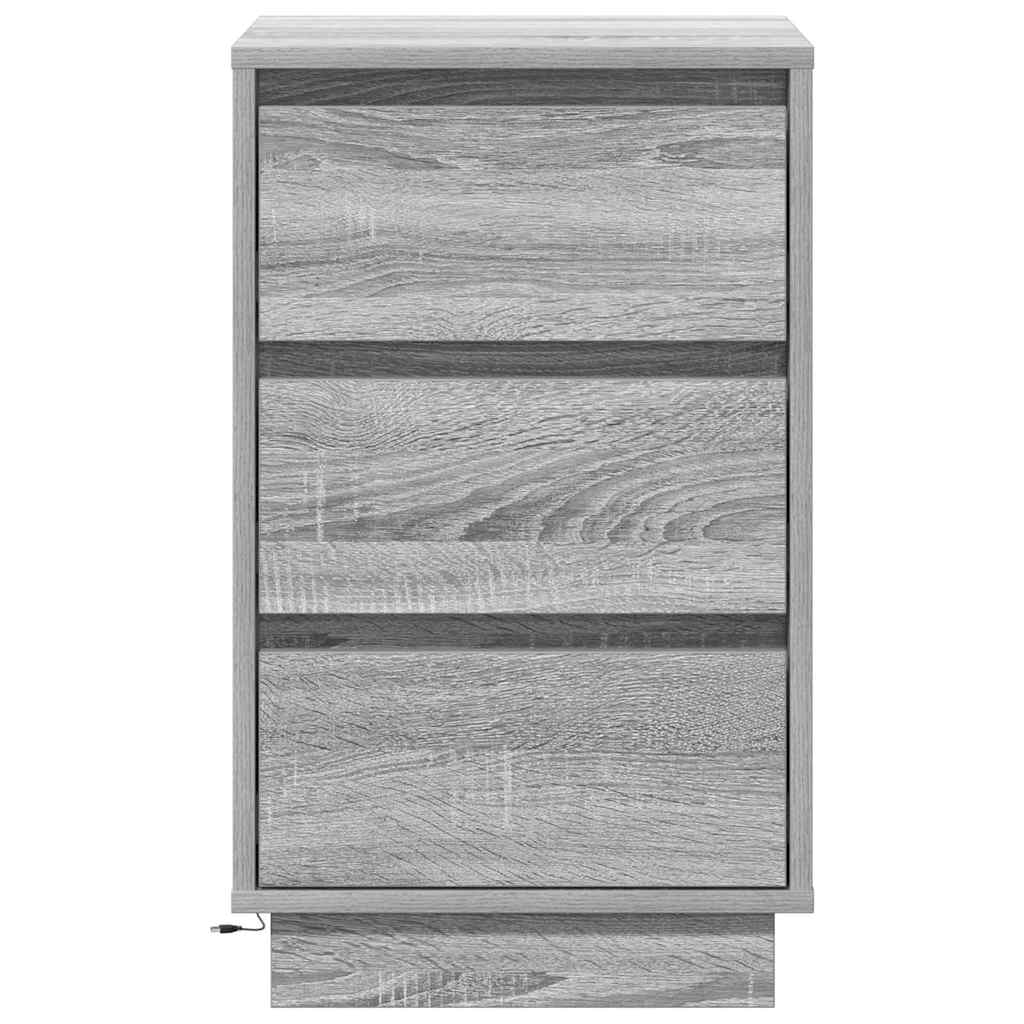 Nattbord Sengbord Sonoma Grå LED 39x34.5x65 cm