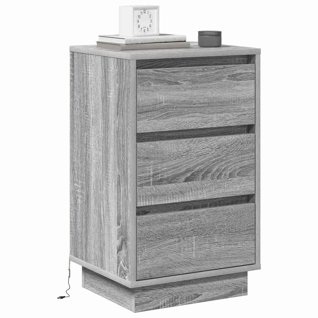 Nattbord Sengbord Sonoma Grå LED 39x34.5x65 cm