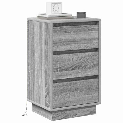 Nattbord Sengbord Sonoma Grå LED 39x34.5x65 cm