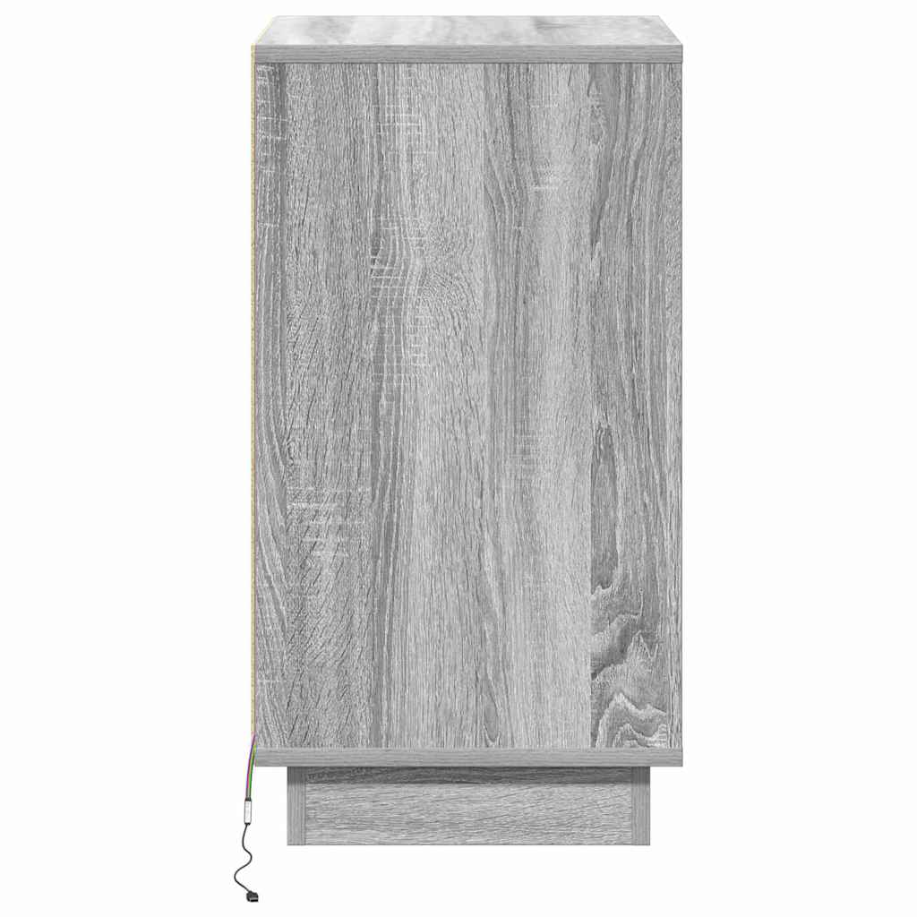 Nattbord Sengbord Sonoma Grå LED 39x34.5x65 cm