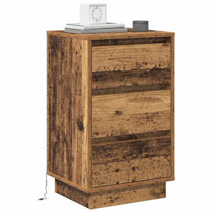 Nattbord Sengbord Gammelt Tre med LED 39x34,5x65 cm