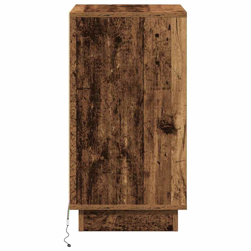 Nattbord Sengbord Gammelt Tre med LED 39x34,5x65 cm