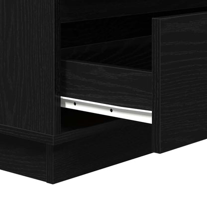 Nattbord Sengbord Svart Eik Nattbordskap 71 x 34,5 x 75 cm