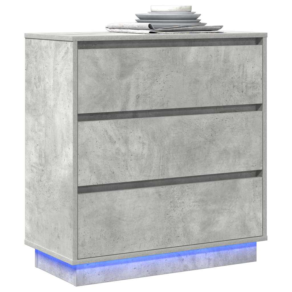 Nattbord Sengbord Betonggrå LED 71x34,5x75 cm