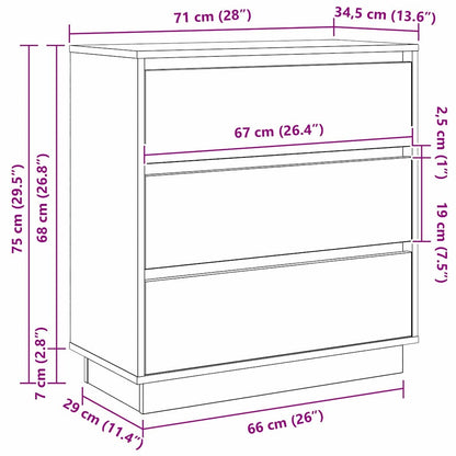 Nattbord Sengbord Betonggrå LED 71x34,5x75 cm