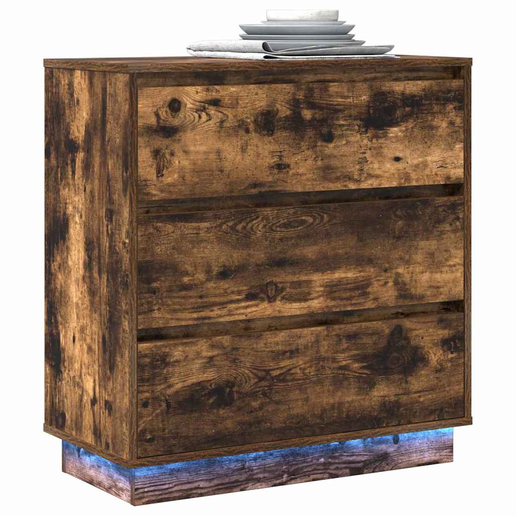 Nattbord Sengbord Røkt Eik LED 71x34.5x75 cm